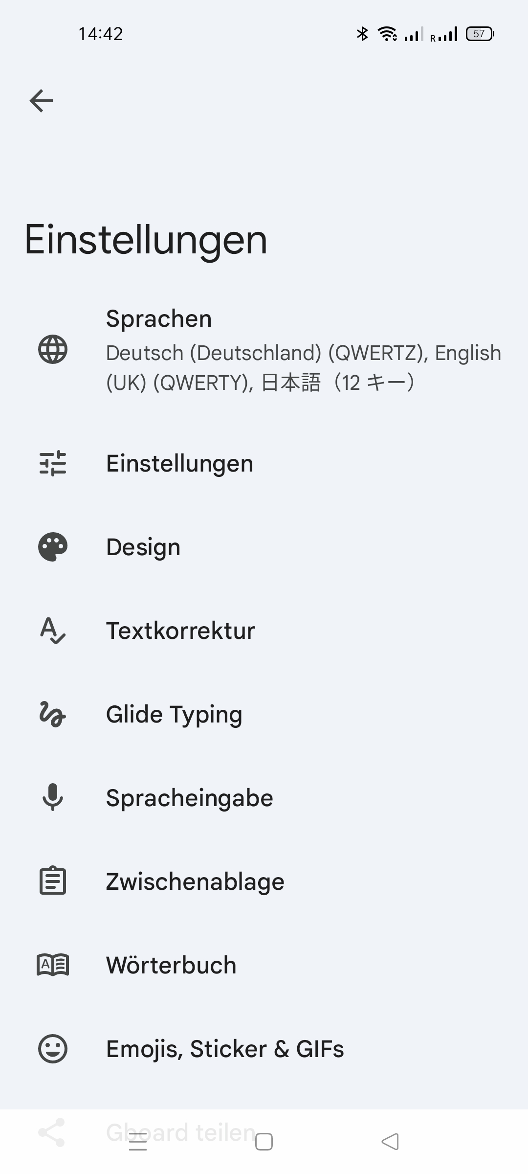Gboard-Einstellungen Japanische Tastatur aktivieren